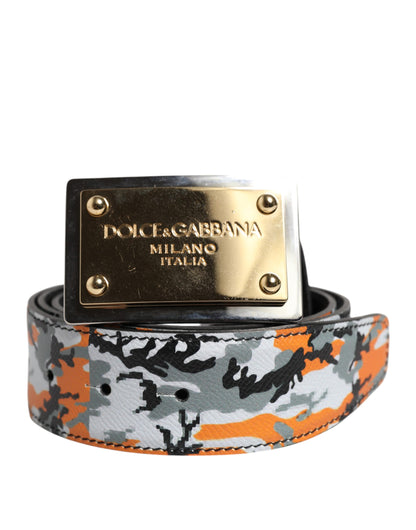 Dolce &amp; Gabbana Multicolor Camouflage Metal Logo Buckle Belt