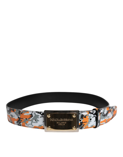 Dolce &amp; Gabbana Multicolor Camouflage Metal Logo Buckle Belt