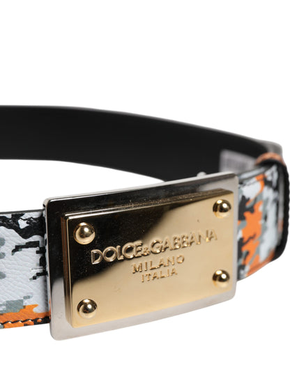 Dolce &amp; Gabbana Multicolor Camouflage Metal Logo Buckle Belt