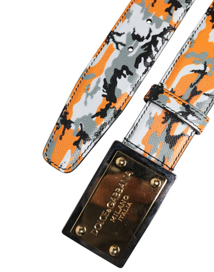 Dolce &amp; Gabbana Multicolor Camouflage Metal Logo Buckle Belt