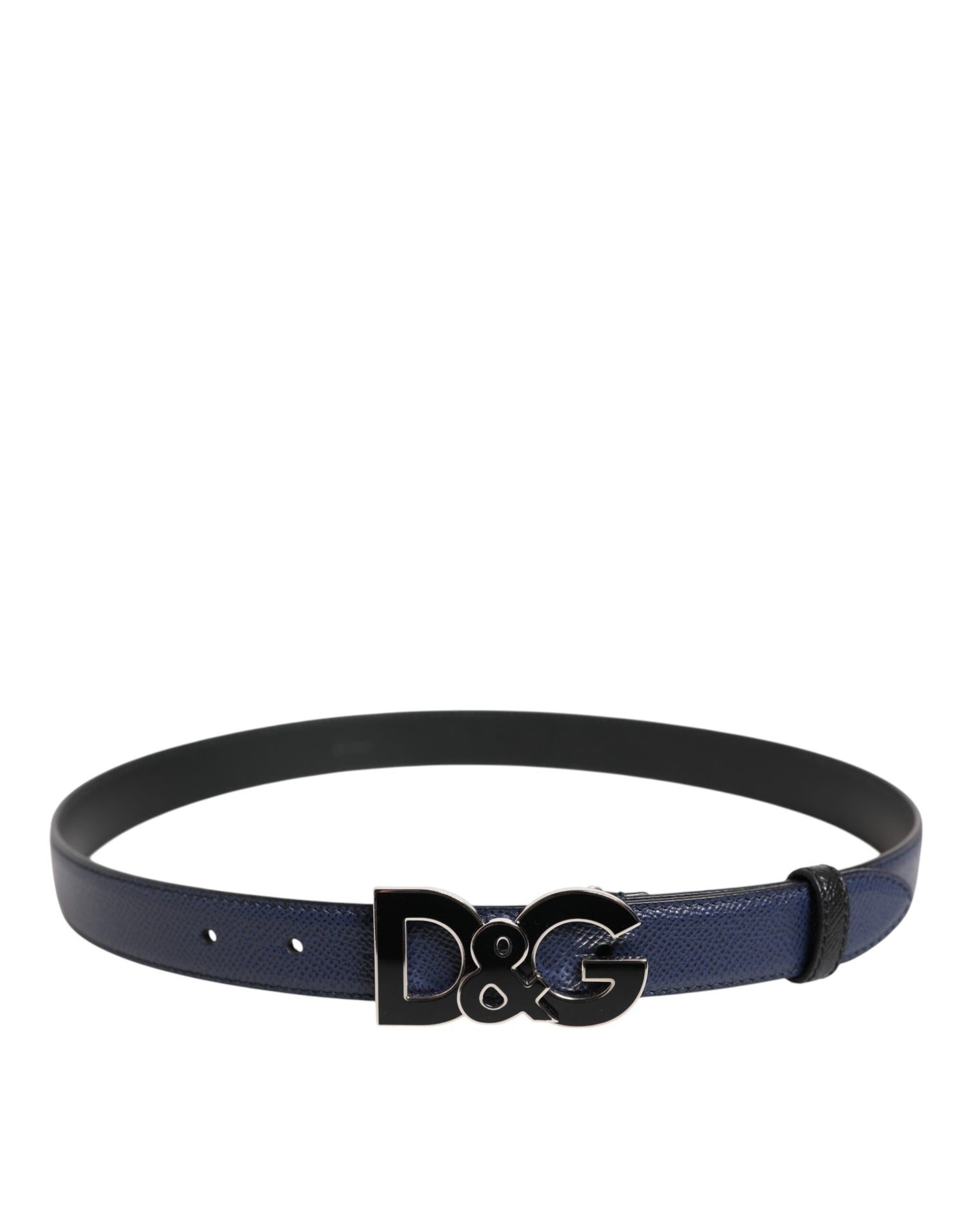 Dolce &amp; Gabbana Blue Leather Classic Metal DG Logo Buckle Belt