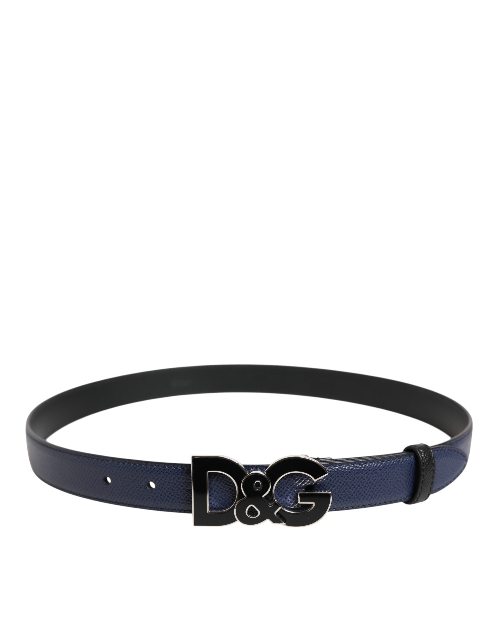 Dolce &amp; Gabbana Blue Leather Classic Metal DG Logo Buckle Belt