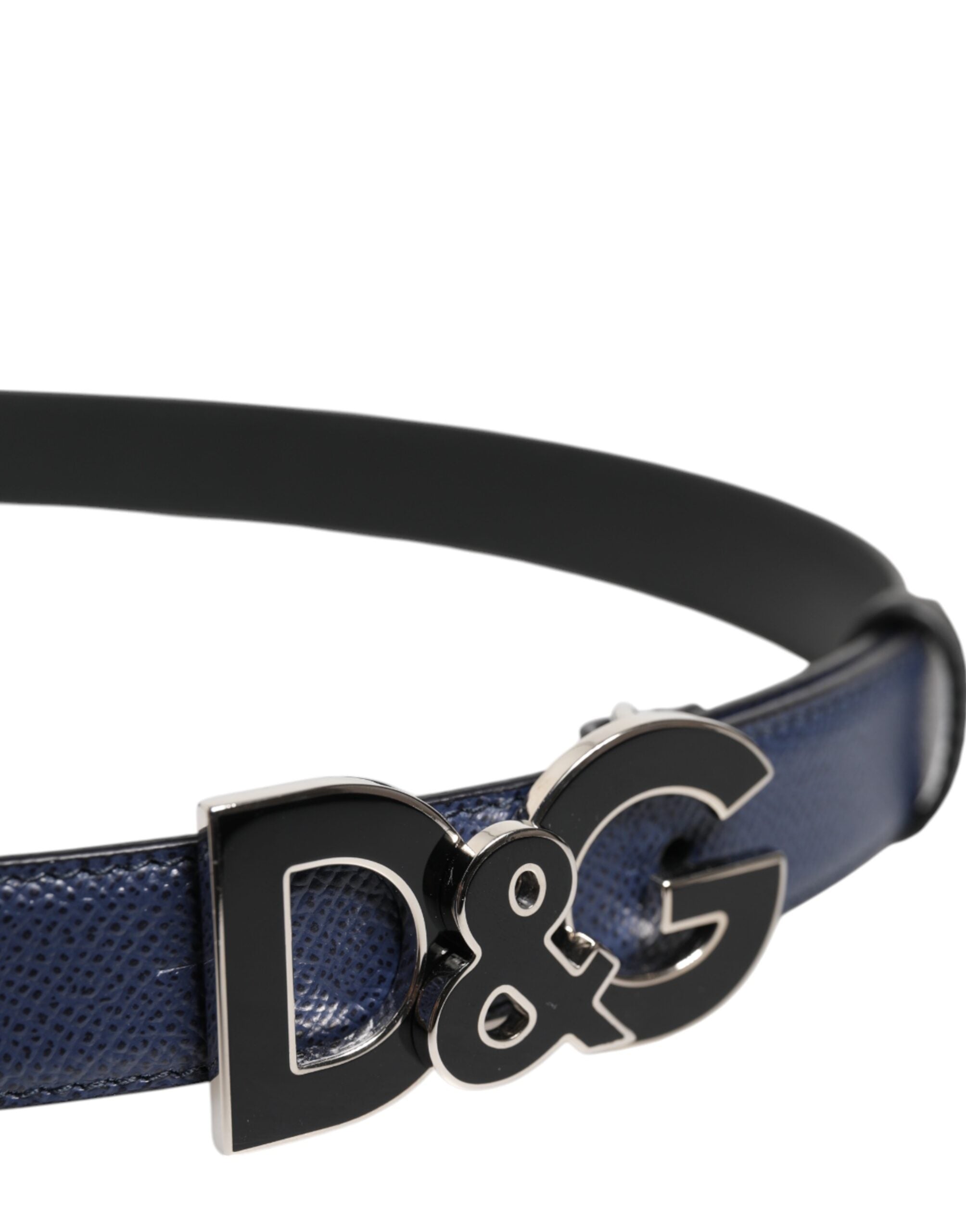 Dolce &amp; Gabbana Blue Leather Classic Metal DG Logo Buckle Belt