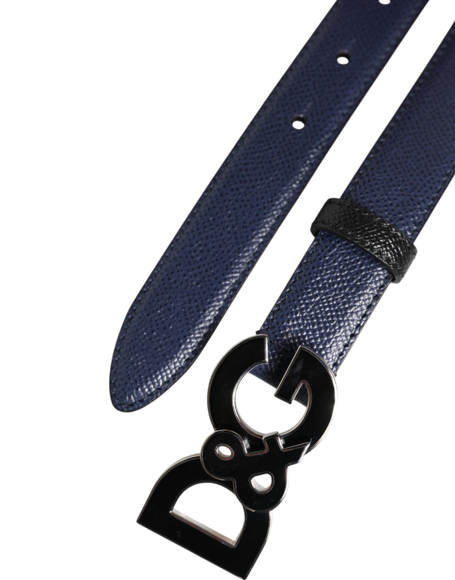 Dolce &amp; Gabbana Blue Leather Classic Metal DG Logo Buckle Belt