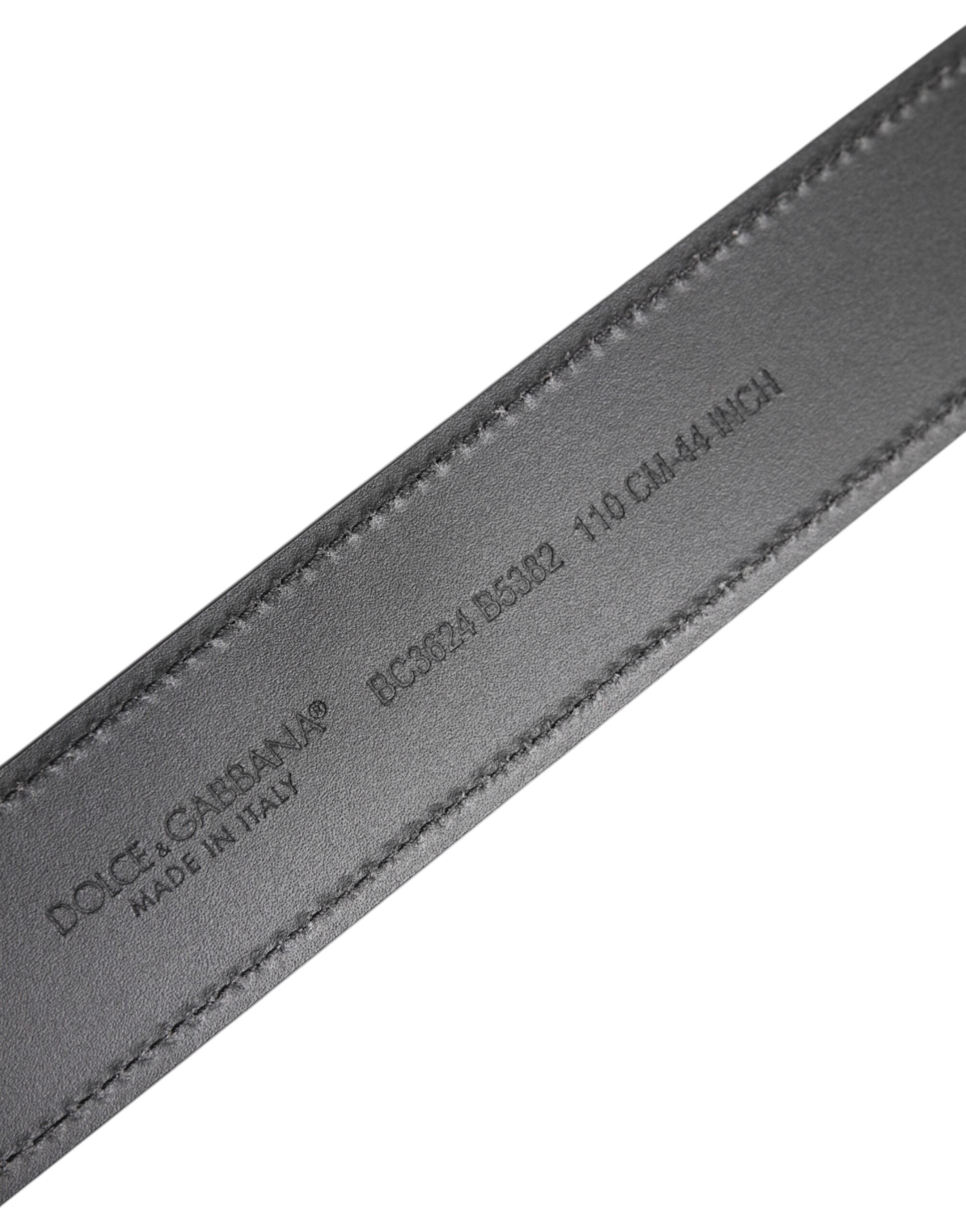 Dolce &amp; Gabbana Black Leather Classic Metal Logo Buckle Belt