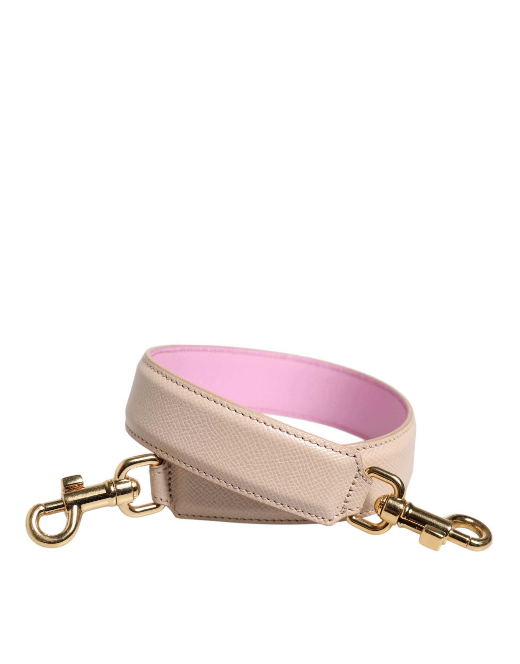 Dolce &amp; Gabbana Beige Pink Leather Handbag Accessory Shoulder Strap