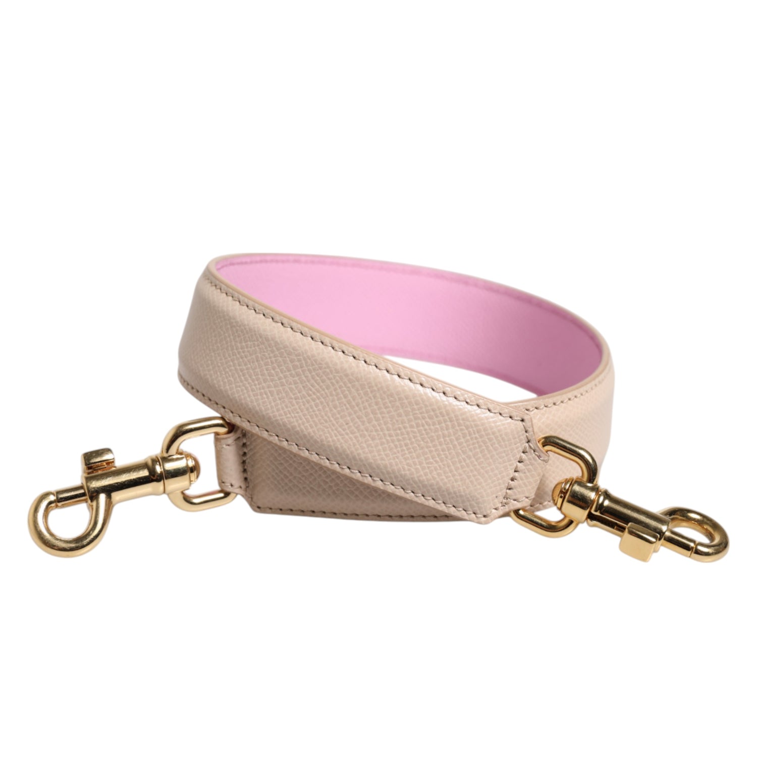 Dolce &amp; Gabbana Beige Pink Leather Handbag Accessory Shoulder Strap