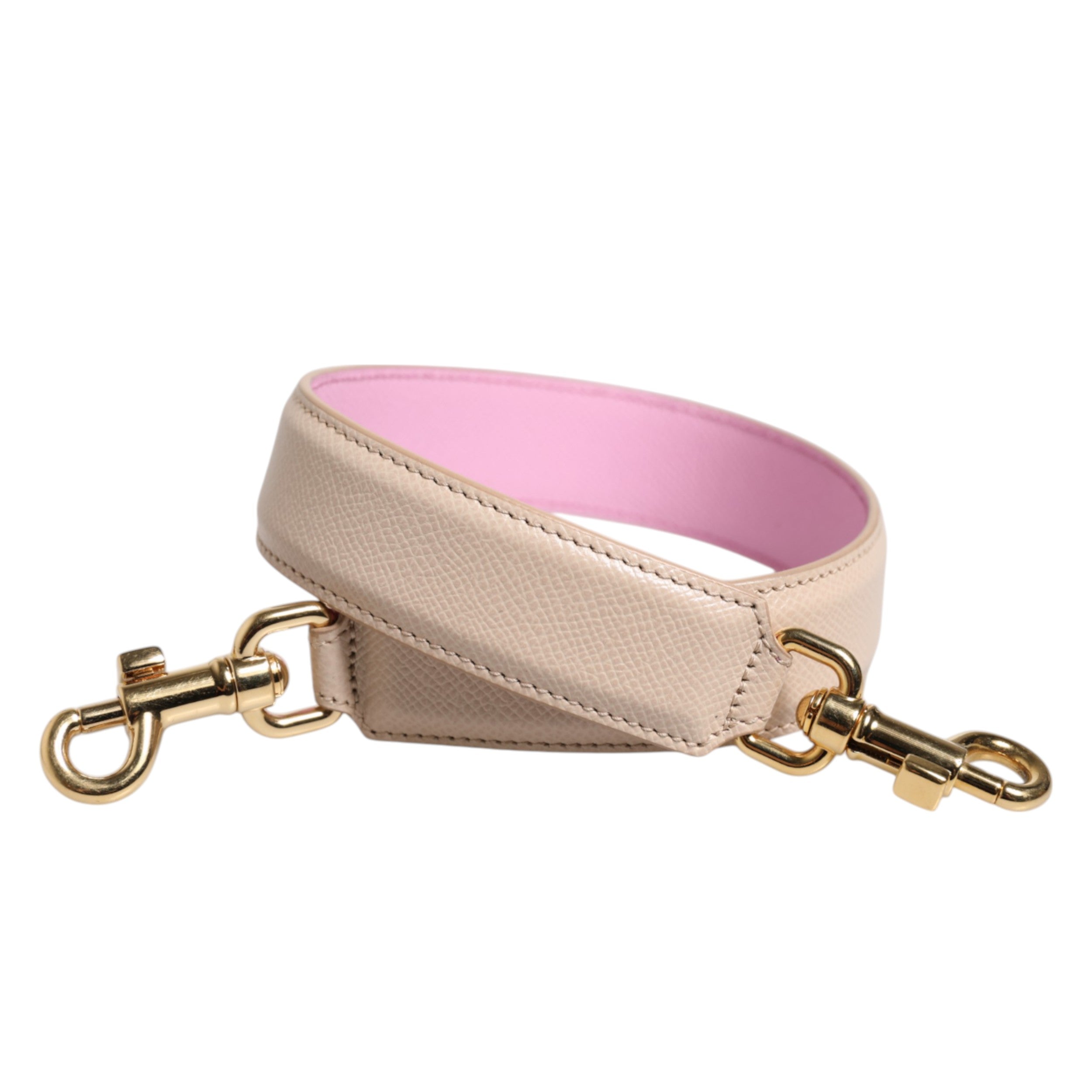 Dolce &amp; Gabbana Beige Pink Leather Handbag Accessory Shoulder Strap