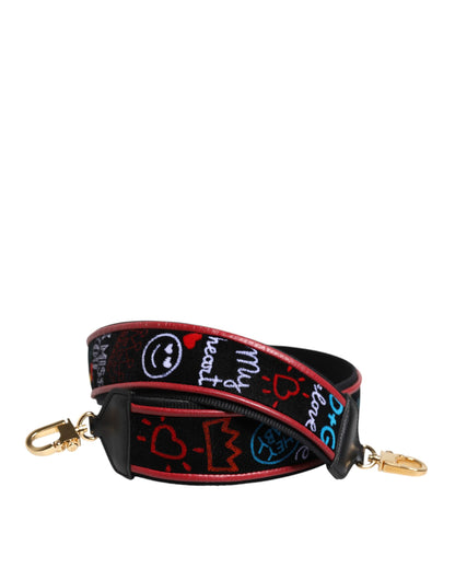 Dolce &amp; Gabbana Black Cotton Printed Women Bag Accessory Shoulder Strap