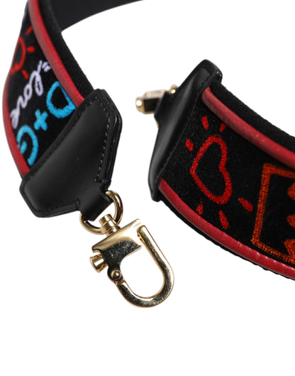 Dolce &amp; Gabbana Black Cotton Printed Women Bag Accessory Shoulder Strap