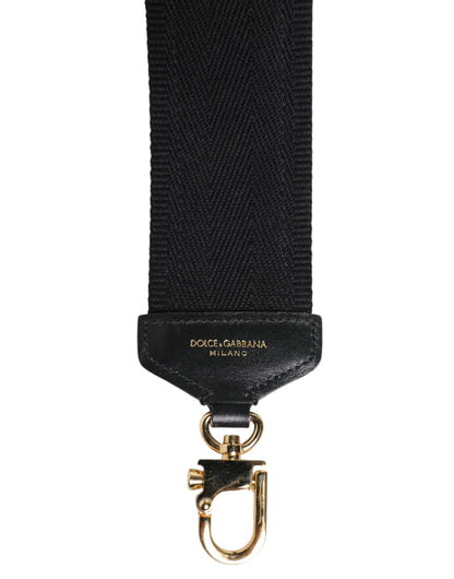 Dolce &amp; Gabbana Black Cotton Printed Women Bag Accessory Shoulder Strap