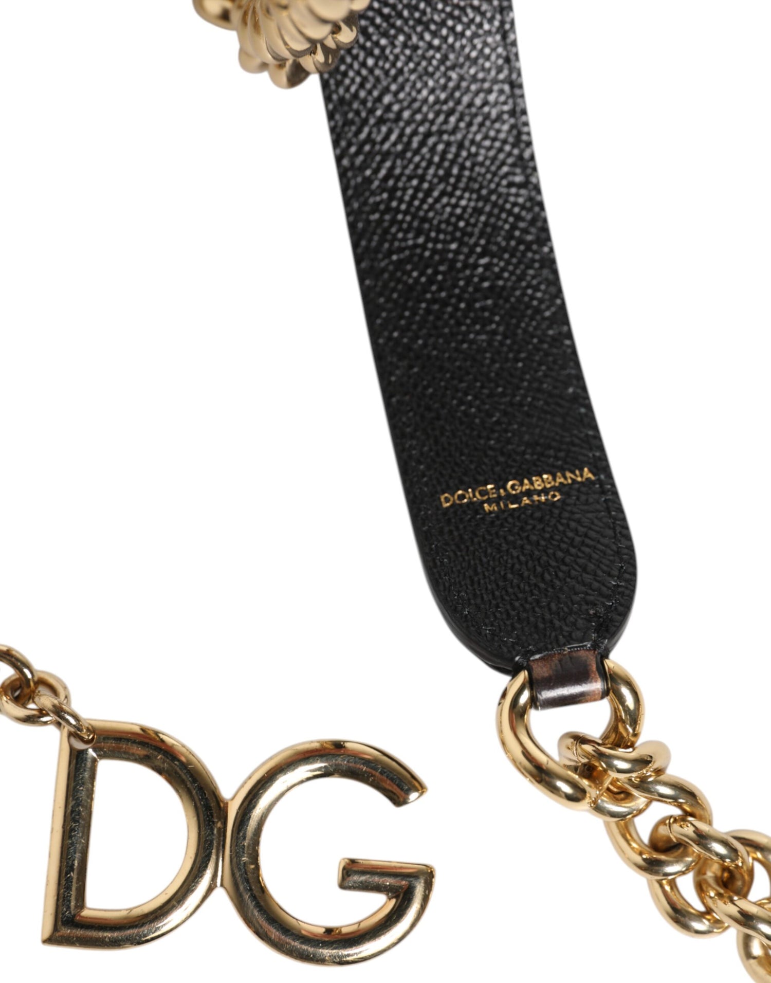 Dolce &amp;amp; Gabbana Brun Leopard Guld Mässingskedja Accessoar Axelrem