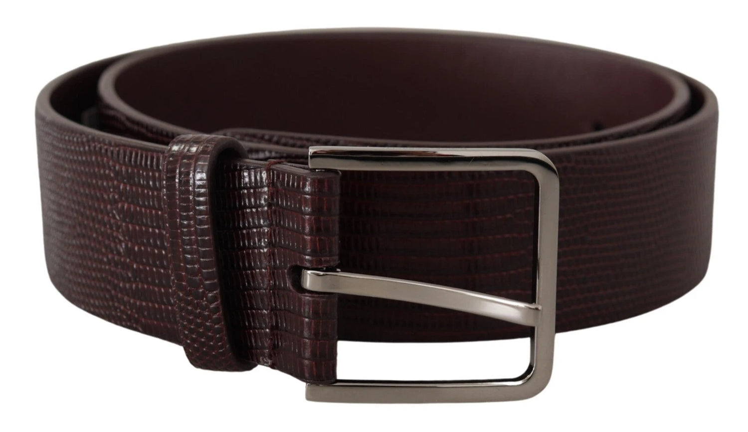 Dolce &amp; Gabbana Dark Brown Calf Leather Silver Logo Metal Buckle Belt