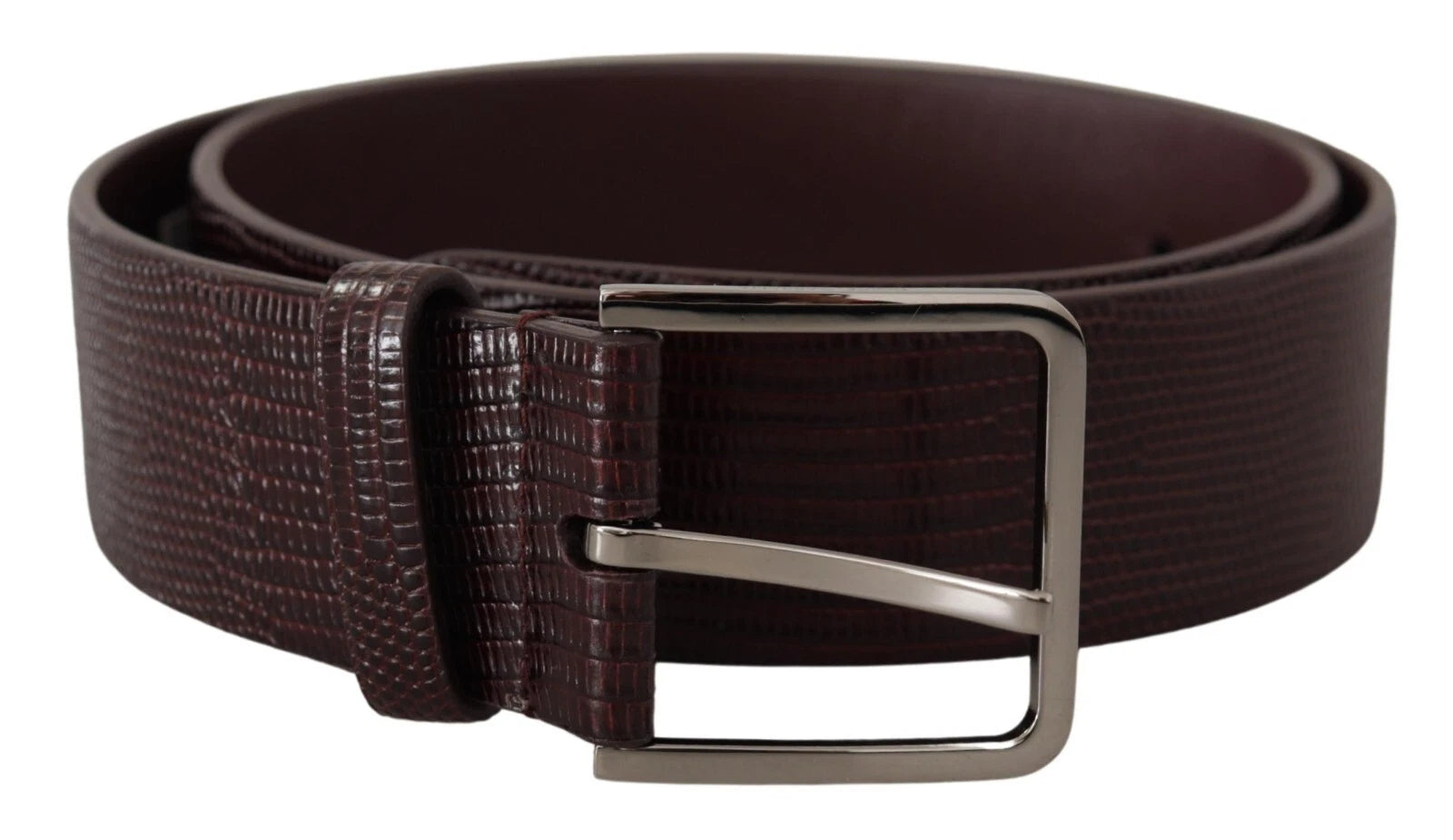 Dolce &amp; Gabbana Dark Brown Calf Leather Silver Logo Metal Buckle Belt