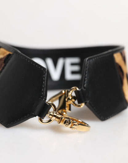 Dolce &amp;amp; Gabbana Svart Leopardmönstrad Vändbar Väska Axelrem