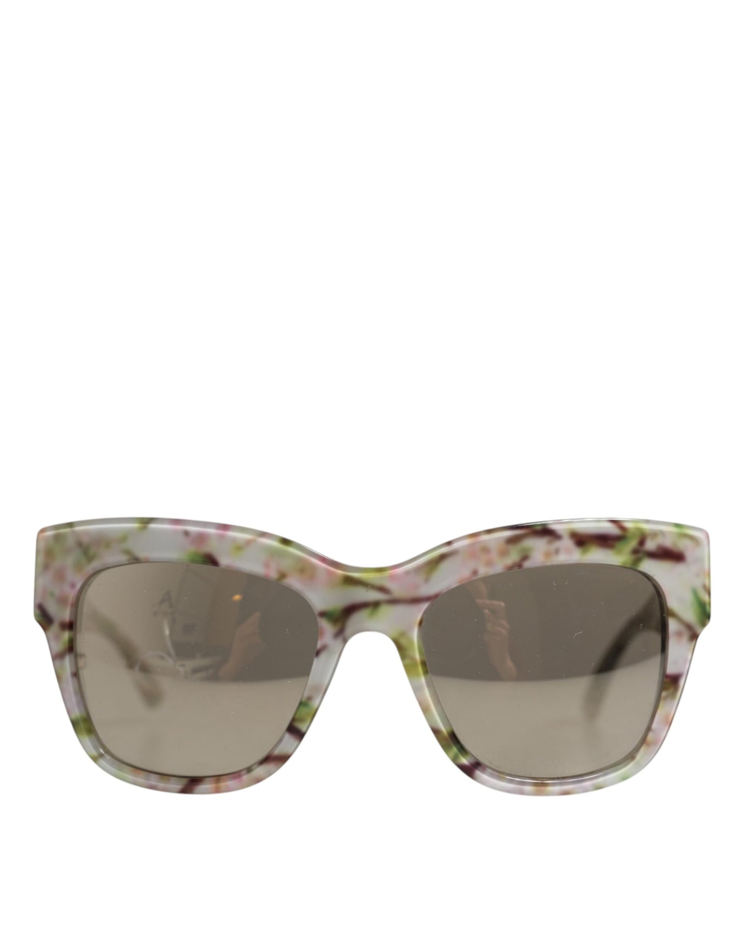 Dolce &amp; Gabbana White DG4231F Floral Acetate Rectangle Shades Sunglasses