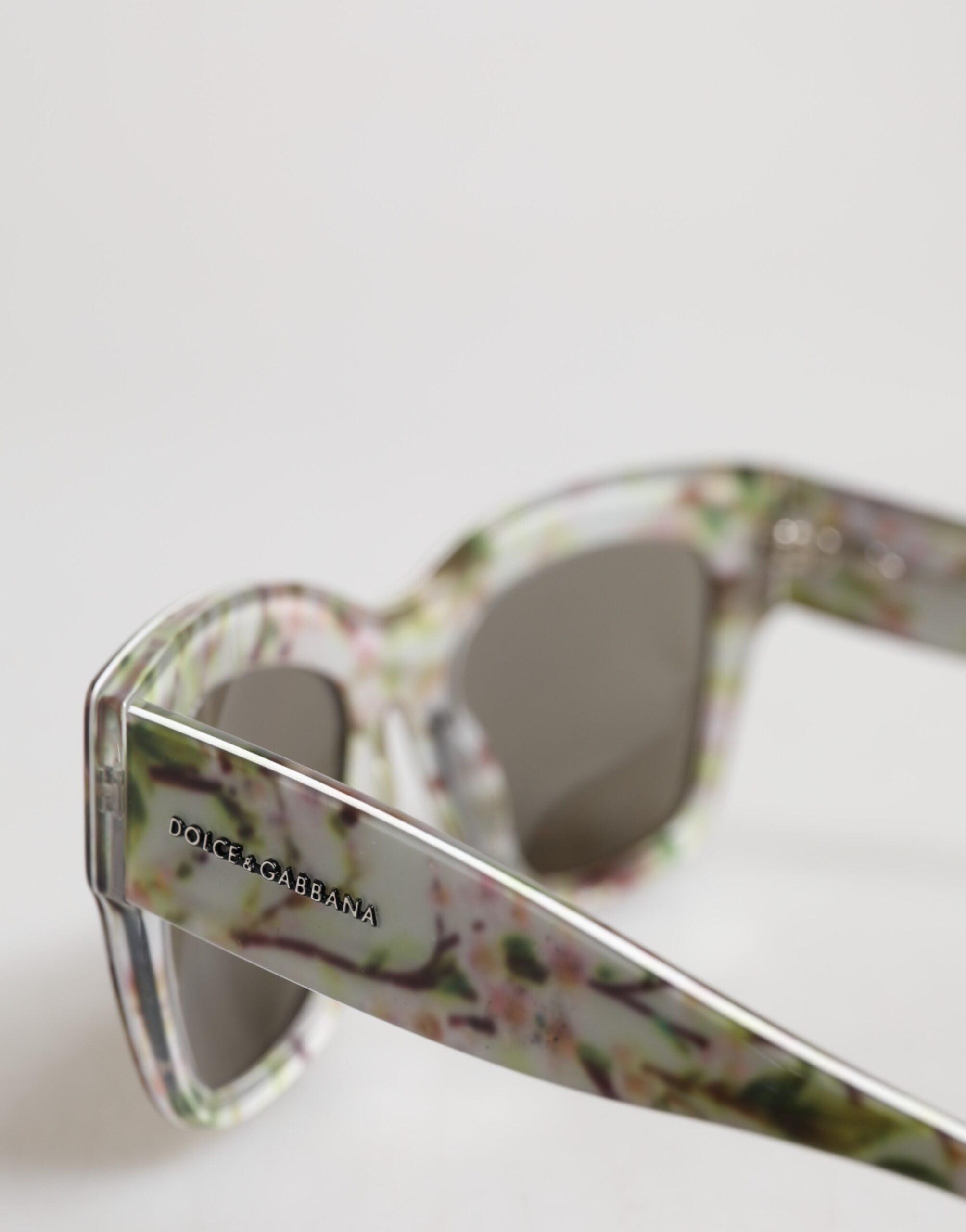 Dolce &amp; Gabbana White DG4231F Floral Acetate Rectangle Shades Sunglasses