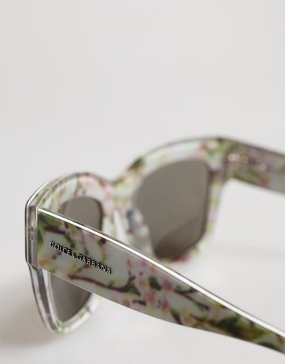 Dolce &amp; Gabbana White DG4231F Floral Acetate Rectangle Shades Sunglasses