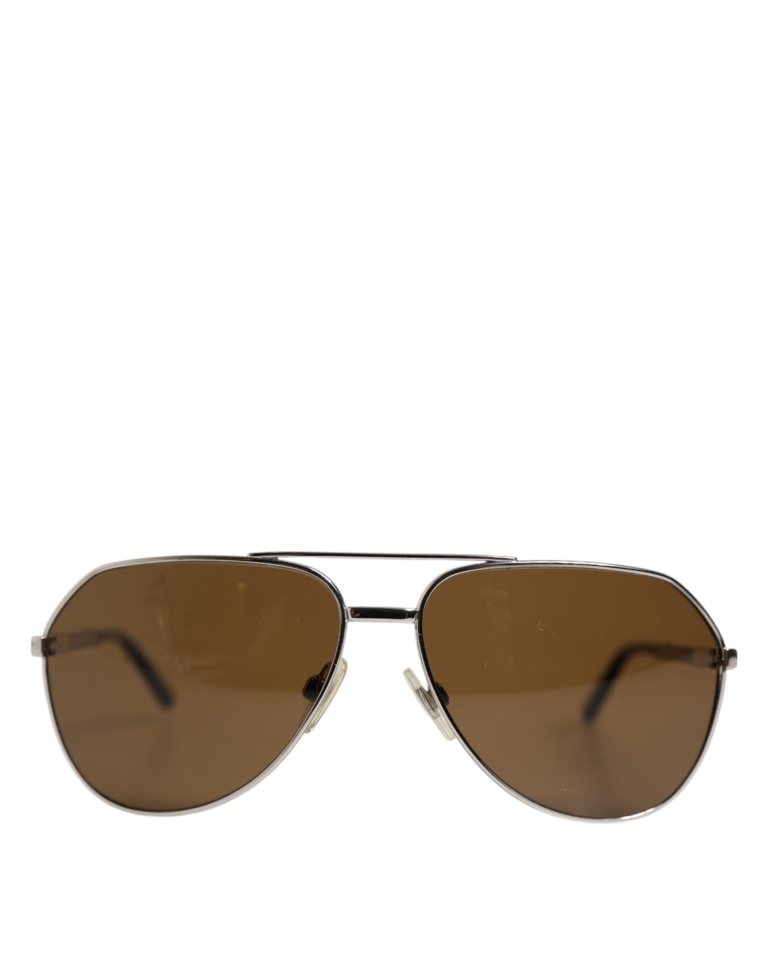 Dolce &amp; Gabbana DG2073 Silver Steel Classic Pilot Brown Lens Sunglasses
