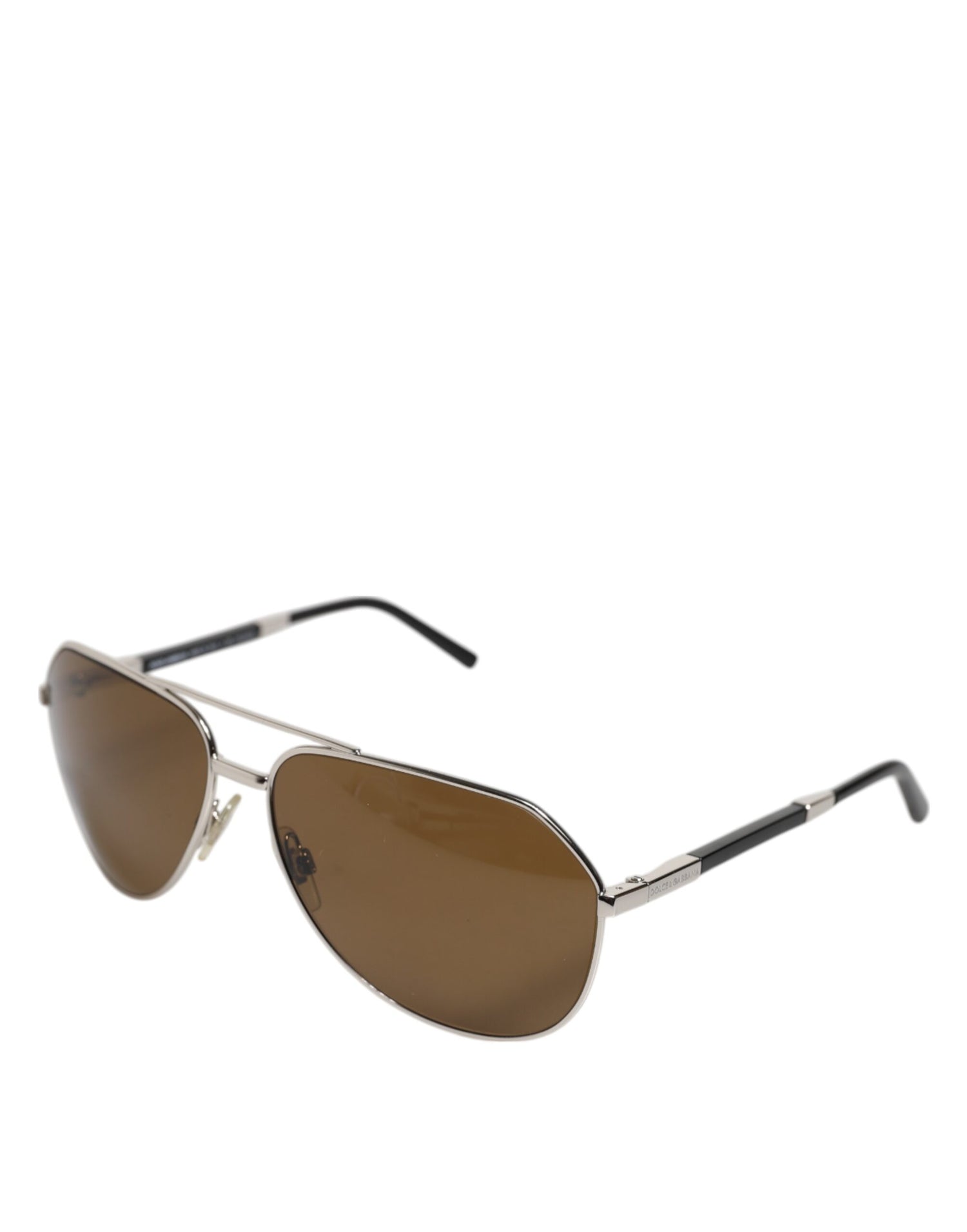 Dolce &amp; Gabbana DG2073 Silver Steel Classic Pilot Brown Lens Sunglasses