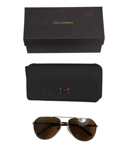 Dolce &amp; Gabbana DG2073 Silver Steel Classic Pilot Brown Lens Sunglasses