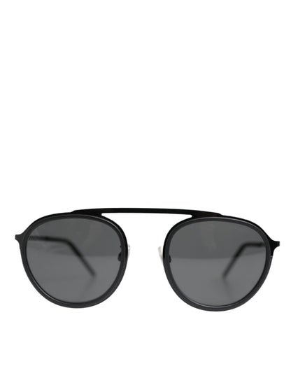 Dolce &amp; Gabbana Matte Black DG2276 Metal Rim Round Shades Sunglasses