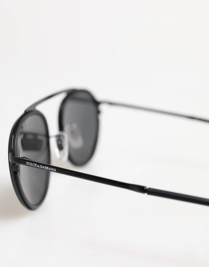 Dolce &amp; Gabbana Matte Black DG2276 Metal Rim Round Shades Sunglasses
