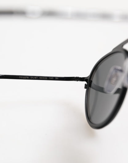 Dolce &amp; Gabbana Matte Black DG2276 Metal Rim Round Shades Sunglasses