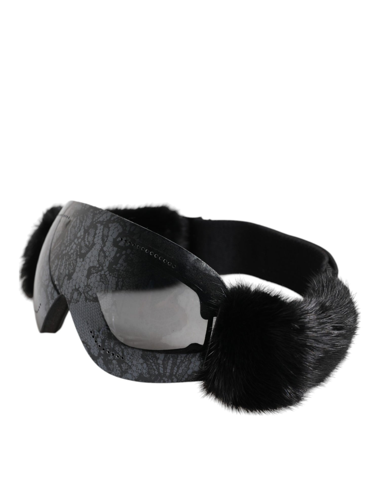 Dolce &amp; Gabbana Black Bi0759 Lace Mirrored Ski Goggles Mask Sunglasses