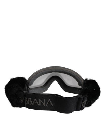 Dolce &amp; Gabbana Black Bi0759 Lace Mirrored Ski Goggles Mask Sunglasses