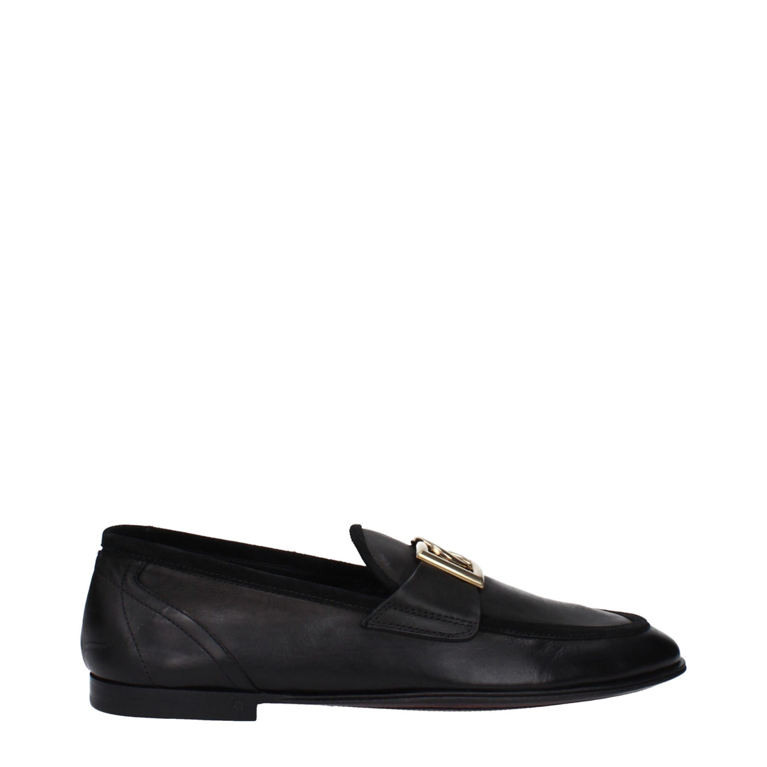 Dolce &amp; Gabbana Black Leather Slip-On Loafers