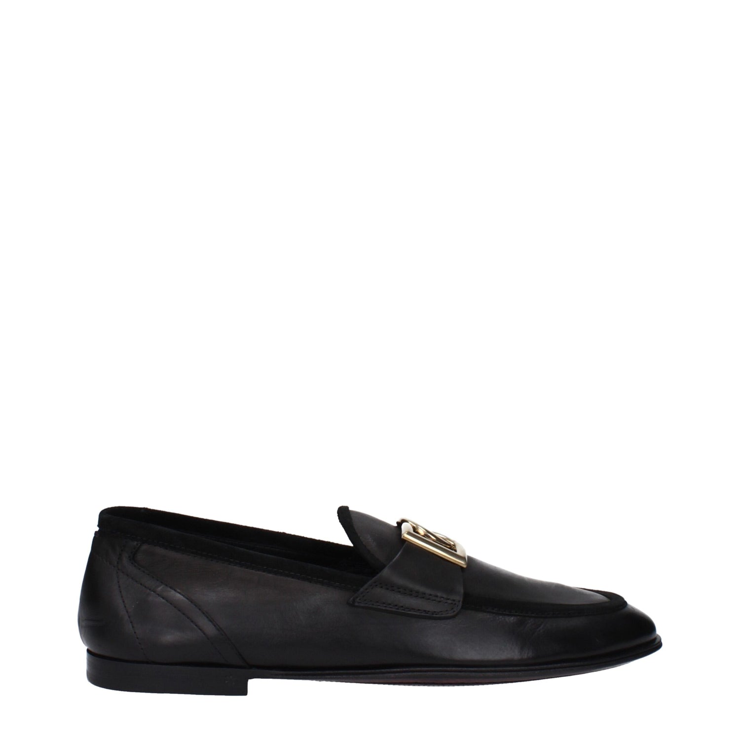 Dolce &amp; Gabbana Black Leather Slip-On Loafers