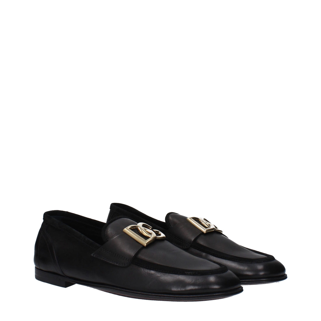 Dolce &amp; Gabbana Black Leather Slip-On Loafers