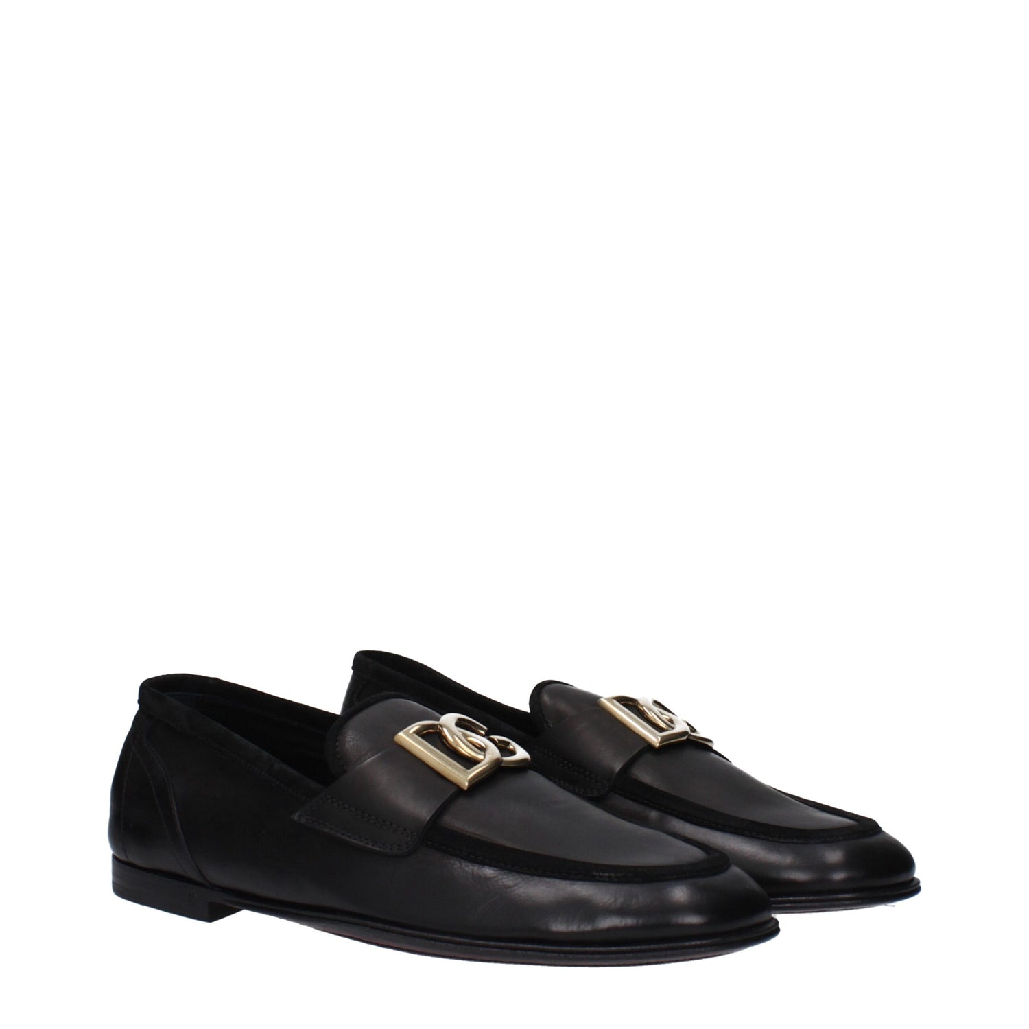 Dolce &amp; Gabbana Black Leather Slip-On Loafers