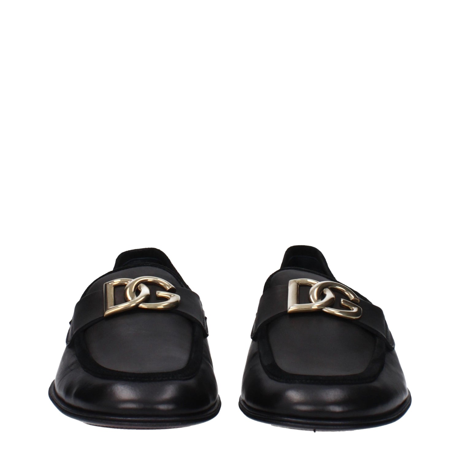 Dolce &amp; Gabbana Black Leather Slip-On Loafers