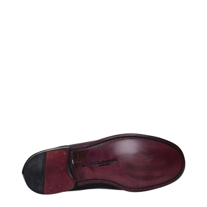 Dolce &amp; Gabbana Black Leather Slip-On Loafers
