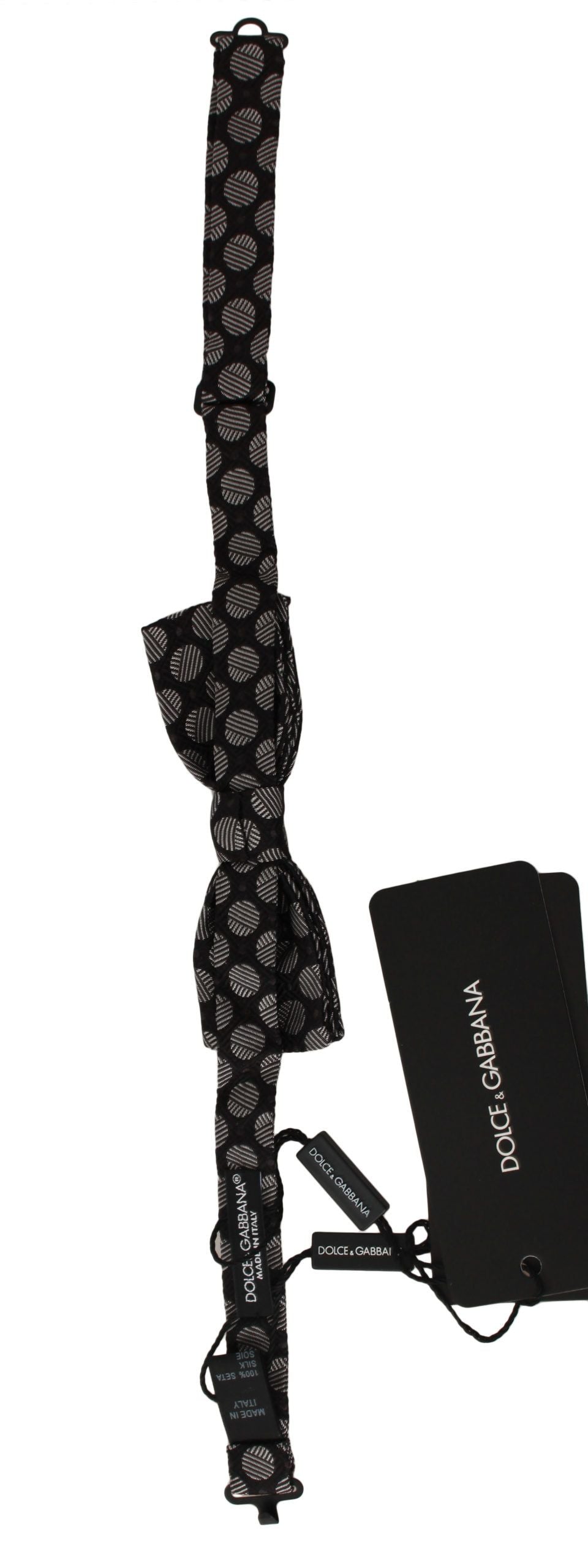 Dolce &amp; Gabbana Brown Silk Polka Dot Jacquard Men  Bow Tie Papillon
