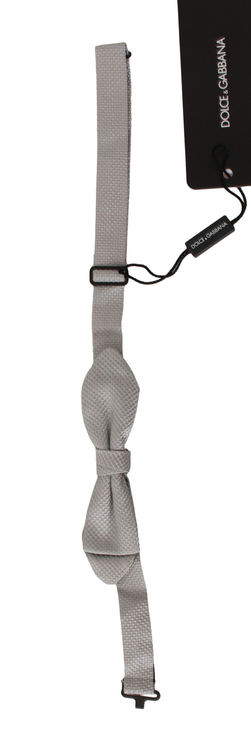 Dolce &amp; Gabbana Gray 100% Silk Faille Adjustable Neck Bow Tie Papillon