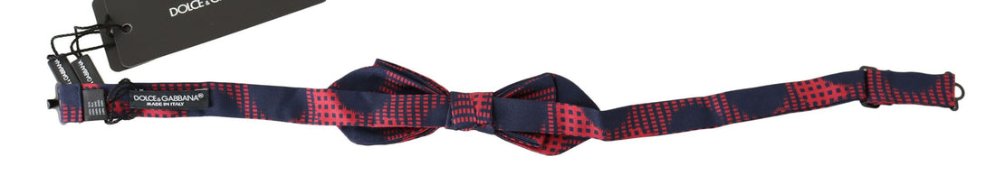 Dolce &amp; Gabbana Red Checkered 100% Silk Adjustable Men Neck Bow Tie