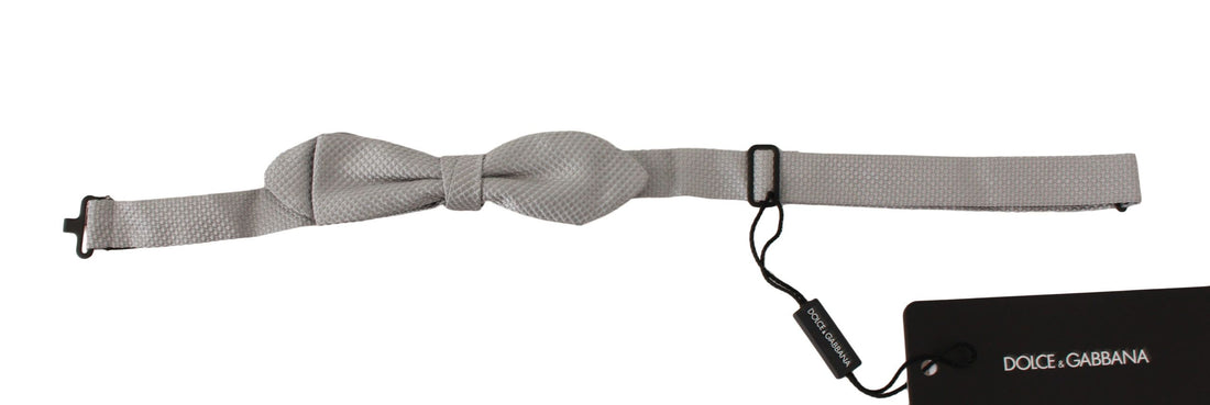 Dolce &amp; Gabbana Gray 100% Silk Faille Adjustable Neck Bow Tie Papillon