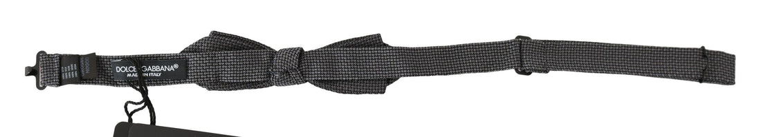 Dolce &amp; Gabbana Gray Patterned Silk Adjustable Neck Bow Tie Papillon