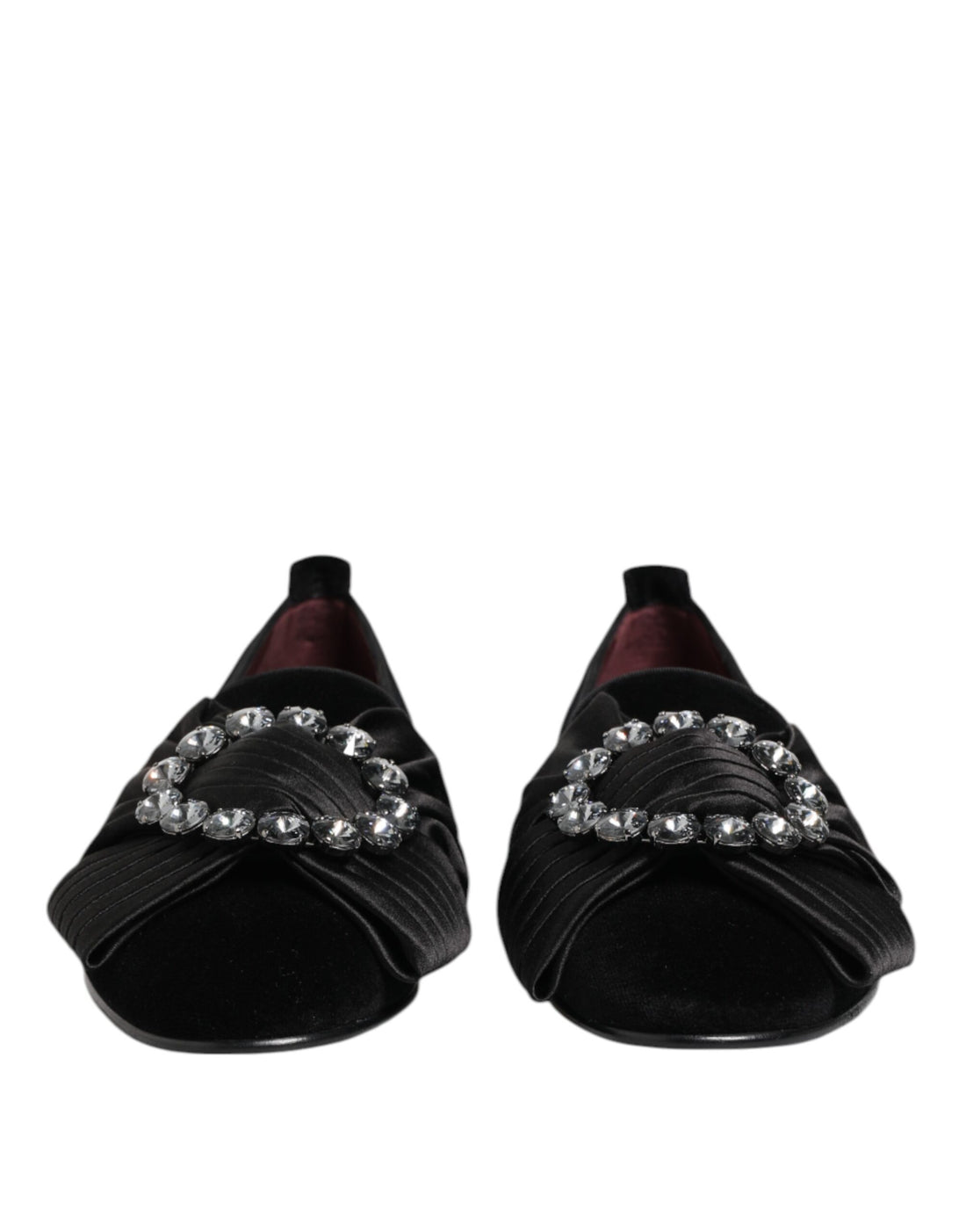 Dolce &amp; Gabbana Black VATICANO Crystal Ribbon Slip On Shoes