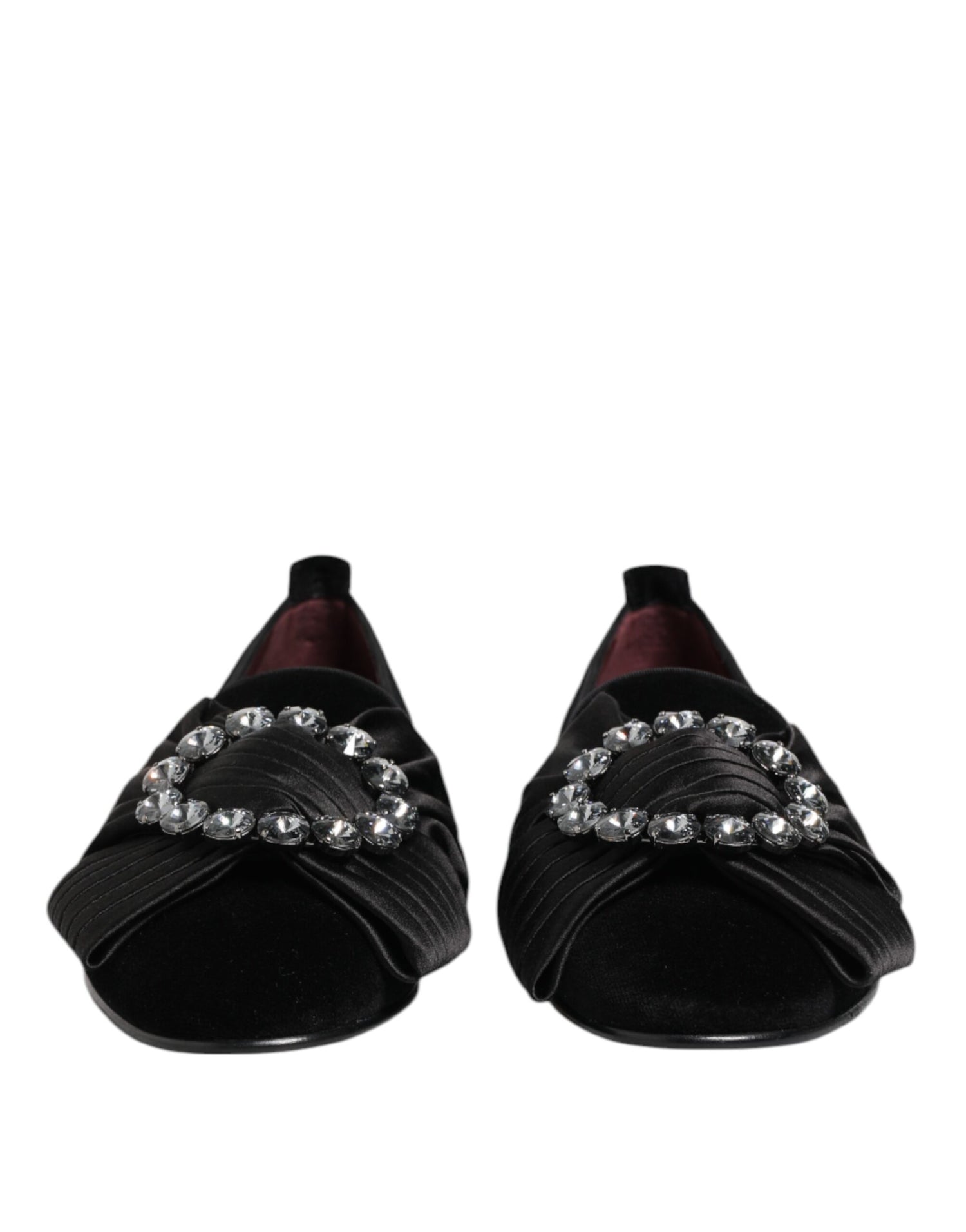 Dolce &amp; Gabbana Black VATICANO Crystal Ribbon Slip On Shoes