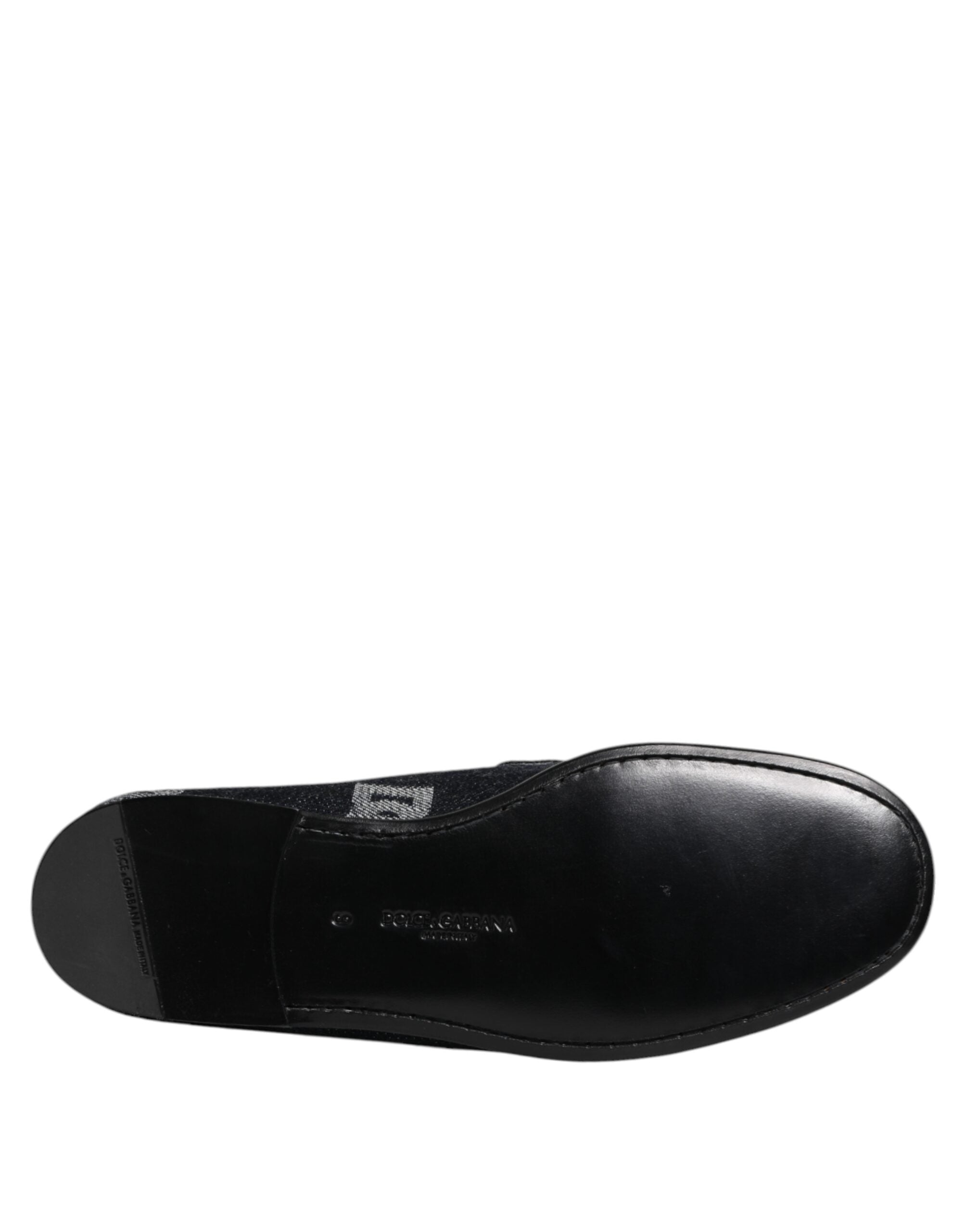 Dolce &amp; Gabbana Blue Logo Cotton Loafers Formal Dress Shoes