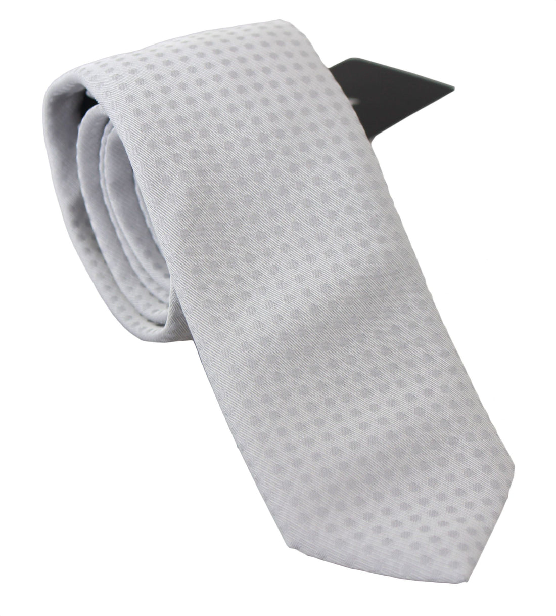 Dolce &amp; Gabbana White Patterned Classic Mens Slim Necktie Tie