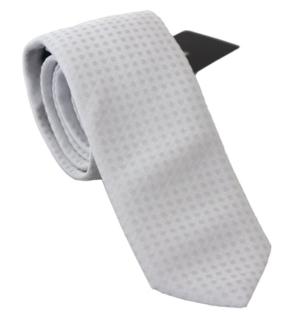 Dolce &amp;amp; Gabbana Vit Mönstrad Klassisk Herrslips Smal Slips