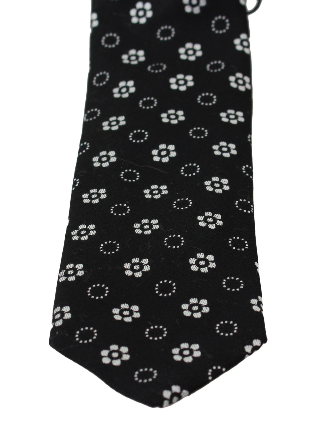 Dolce &amp; Gabbana Black 100% Silk Floral Print Print Classic Tie