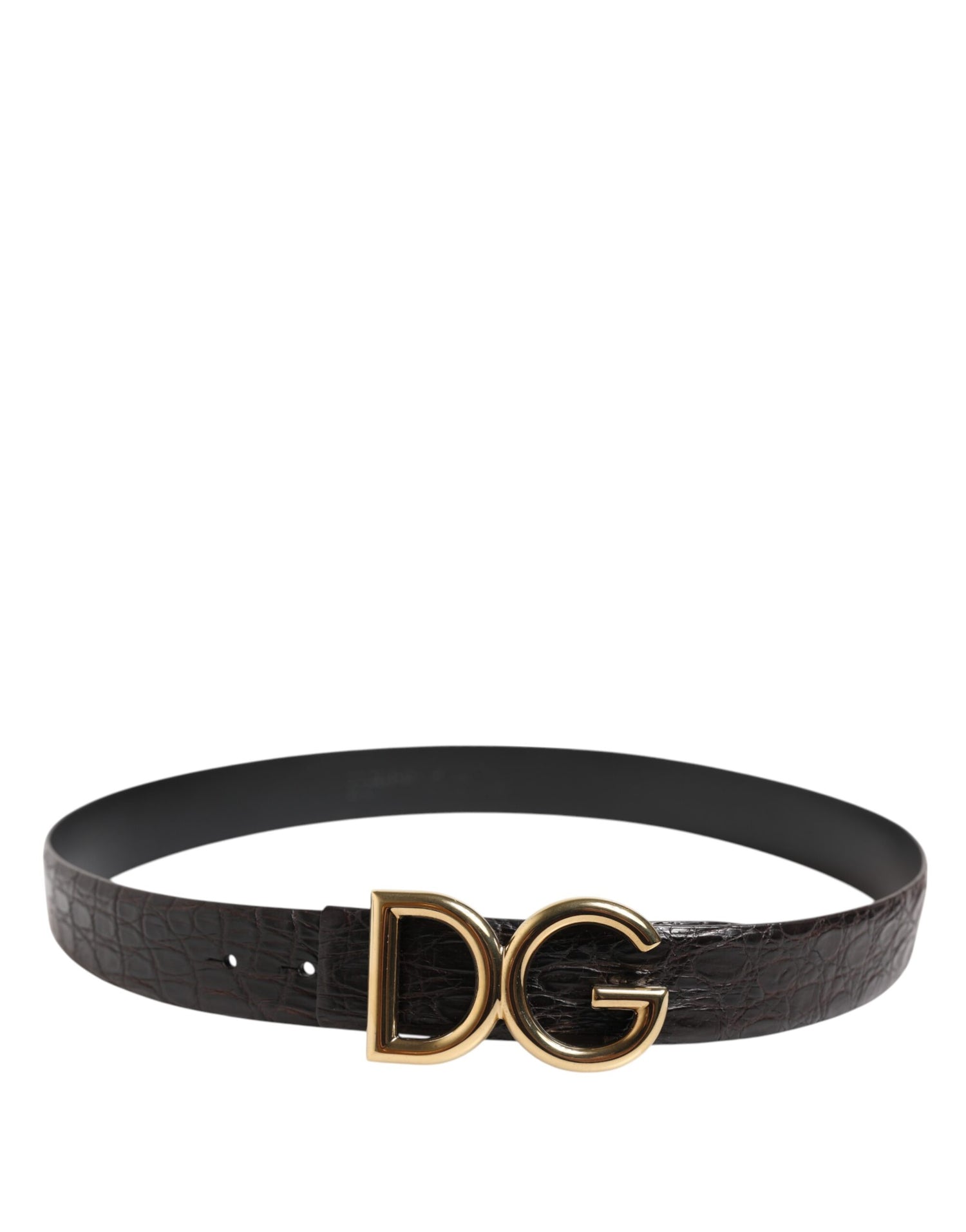 Dolce &amp; Gabbana Black Exotic Leather DG Logo Buckle Belt
