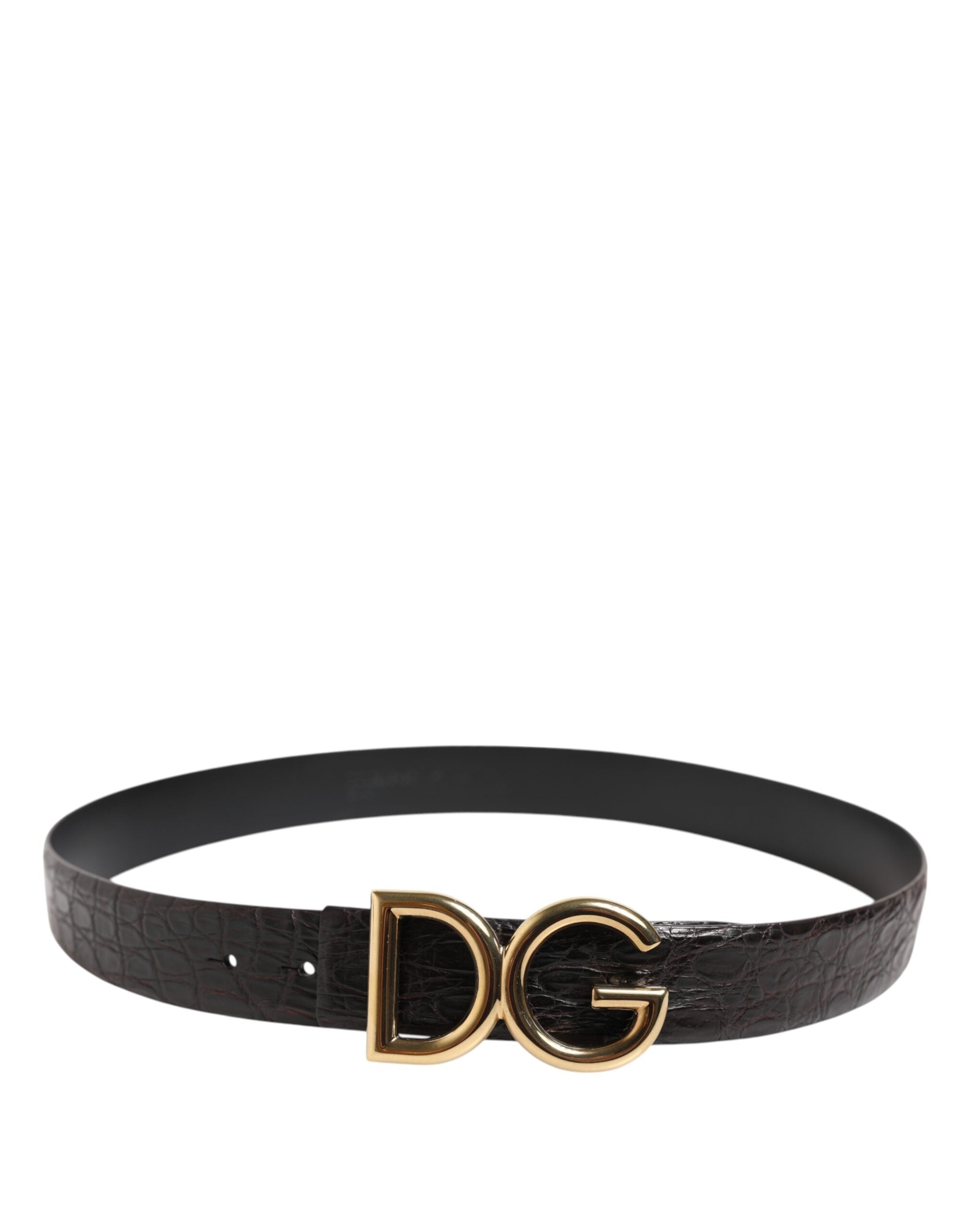 Dolce &amp; Gabbana Black Exotic Leather DG Logo Buckle Belt
