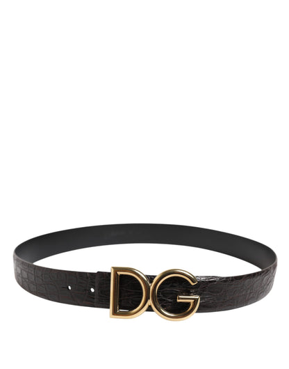 Dolce &amp; Gabbana Black Exotic Leather DG Logo Buckle Belt